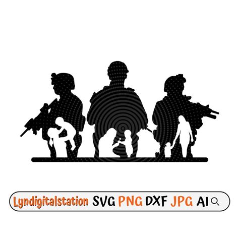 Soldat SVG Drei Soldaten Clipart Army Cut Datei Militär Schablone Armee