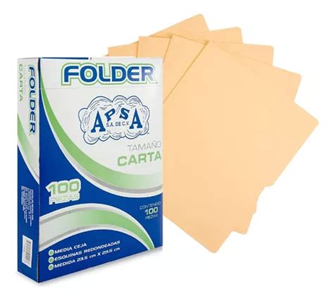 Folder Tamaño Carta Color Crema Paquete Con 100 Piezas Apsa MercadoLibre