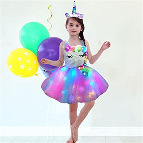 GetUSCart- bDDeDD Unicorn Dress for Girls, Unicorn Costumes LED Light ...