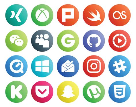 Social Media Icon Pack Including Chat Instagram Groupon Inbox