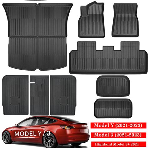 XPE Floor Mats For Tesla Model Y Model 3 2021 2023 All Weather Trunk