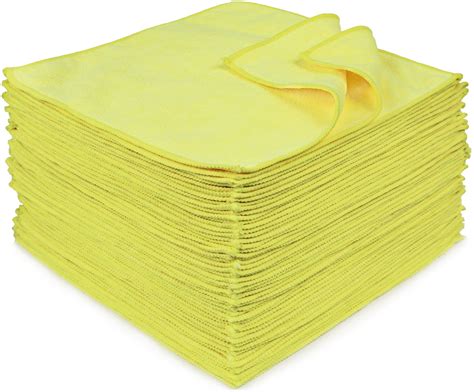 Eurow Microfiber 12 X 12in 300 Gsm Cleaning Towels Yellow 50 Pack