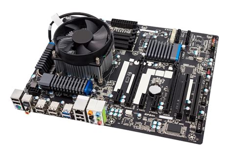 Premium Photo Electronic Collection Computer Motherboard With Cpu Cooler