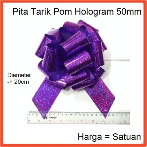 Jual Pita Tarik Pom Besar 50mm Hologram Kerlip Satuan Untuk Dekorasi