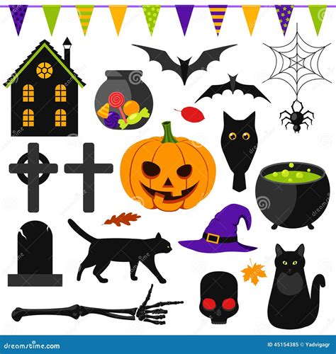 Halloween Set Symbols Lettering Kraft Vector Illustration | CartoonDealer.com #43281210