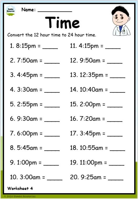 Time Grade 4 Math Worksheets