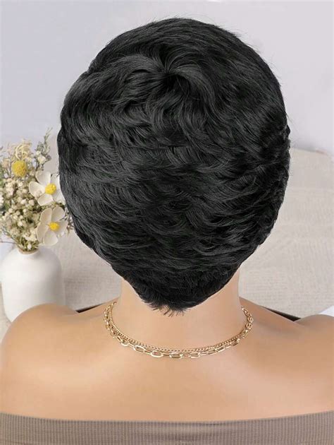 Short Pixie Cut Synthetic Wigs For Women 1B 3 Inch Natural Synthetic