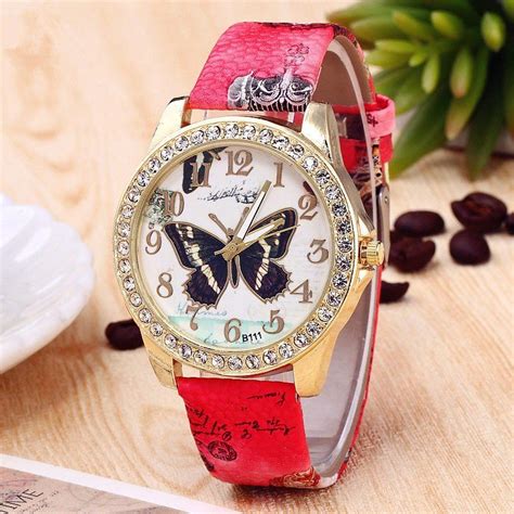 Trendy Butterfly Flower Big Digital Number Wristband Retro Quartz Women