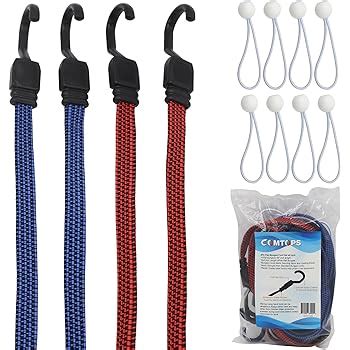 Flat Bungee Cords 4 Pack With Bonus 8 Ball Bungees Flat Bungee Strap By