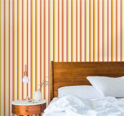 Retro pastel striped pattern Bedroom Wallpaper - TenStickers