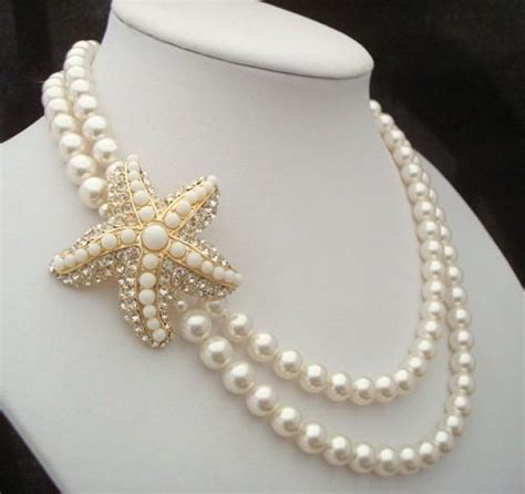 Pearl Bridal Necklace Starfish Necklace Bridal Starfish Necklace Bridal