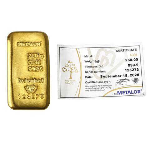 Metalor 250g Gold Cast Bar