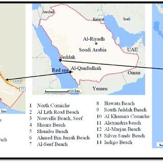 A Map Of The Cities Of Jeddah And Al Qunfudhah Showing The Locations Of