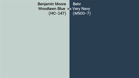 Benjamin Moore Woodlawn Blue HC 147 Vs Behr Very Navy M500 7 Side