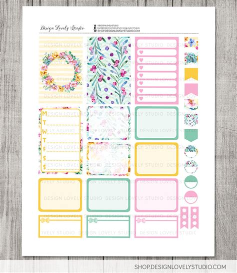 Floral Planner Stickers Kit Printable Big Happy Planner Etsy