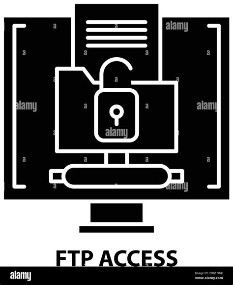 Ftp Access Icon Black Vector Sign With Editable Strokes Concept