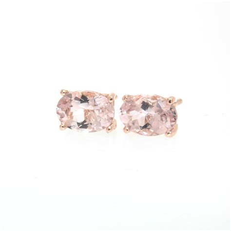 Buy 1 36 CARAT PINK MORGANITE STUD EARRING IN 14K ROSE GOLD BestinGems