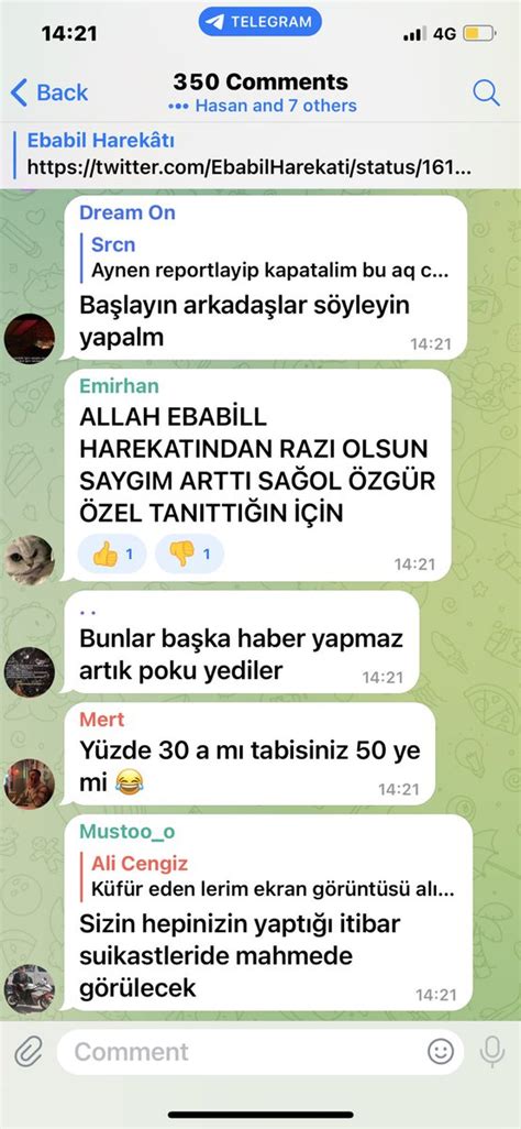 Ali Macit on Twitter Ebabil Harekatının son Telegram postunun altına