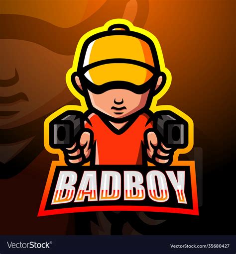 Bad boy mascot esport logo design Royalty Free Vector Image