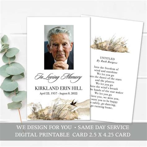 Printable Memory Cards For Funeral