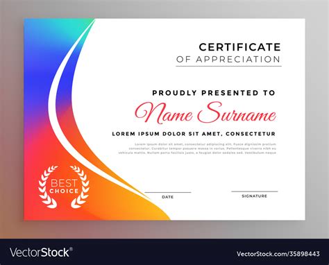 Nice colorful diploma certificate template design Vector Image