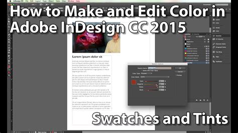 Colors And Swatches In Adobe Indesign Cc 2015 Youtube