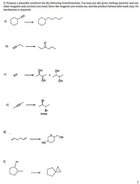 SOLVED 2 Propose A Plausible Synthesis For The Following