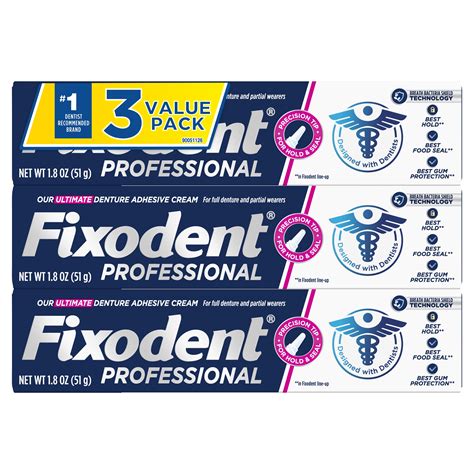 Fixodent Professional Ultimate Denture Adhesive Cream 1 8 Oz 3 Pack