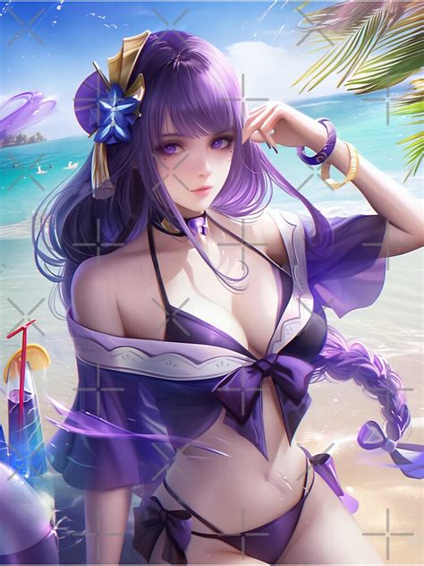 Raiden Shogun Swimsuit Sticker For Sale By Waifudreamland Redbubble