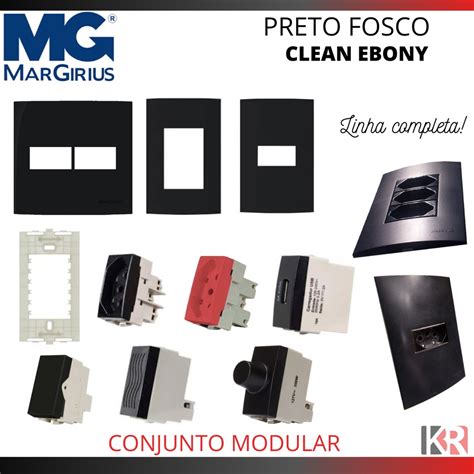 Tomada Interruptor Clean Ebony Preto Fosco Margirius Shopee Brasil