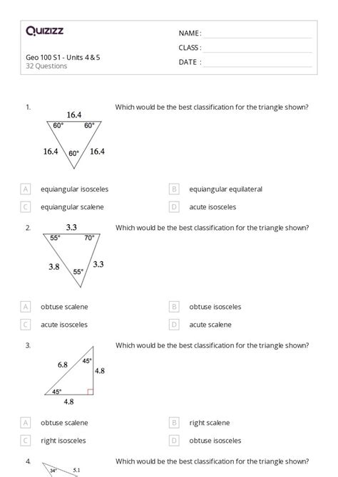 Congruency In Isosceles And Equilateral Triangles Worksheets For