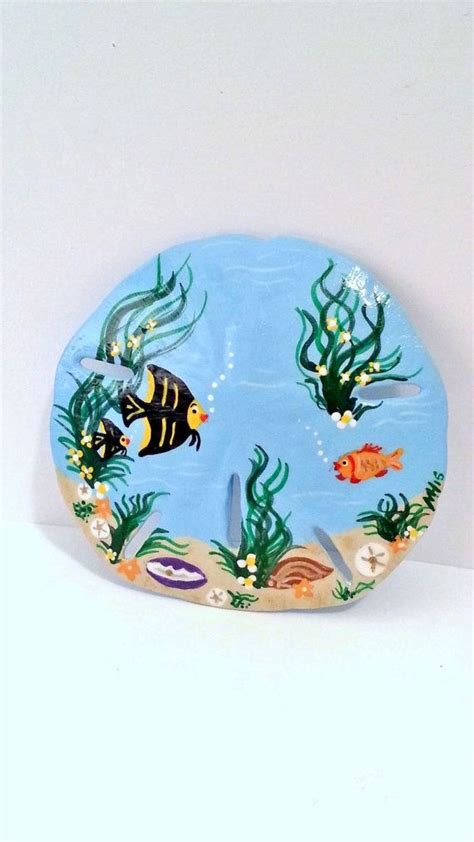 Under The Sea Hand Painted Sand Dollar Acrylic By Beachseacrafts