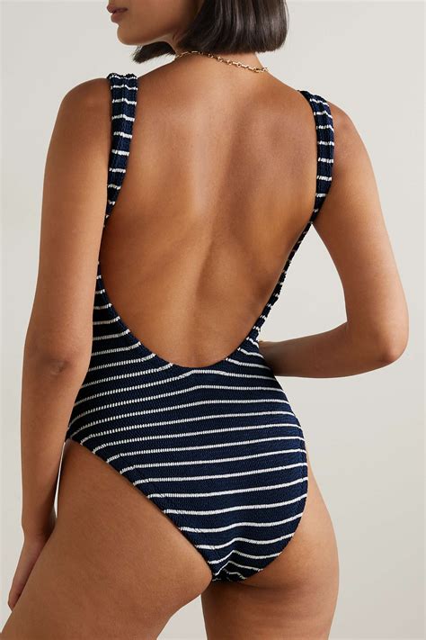 Hunza G Net Sustain Striped Seersucker Swimsuit Net A Porter