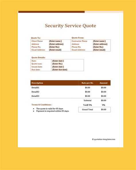 Security Service Quote Template Brn Quote Templates Free