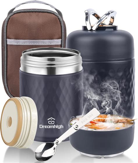 Dreamhigh 700ml Boîte Alimentaire Isotherme avec Sac à Lunch Boite