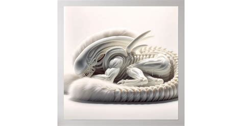 White Alien Xenomorph Sleeping 3 Poster | Zazzle