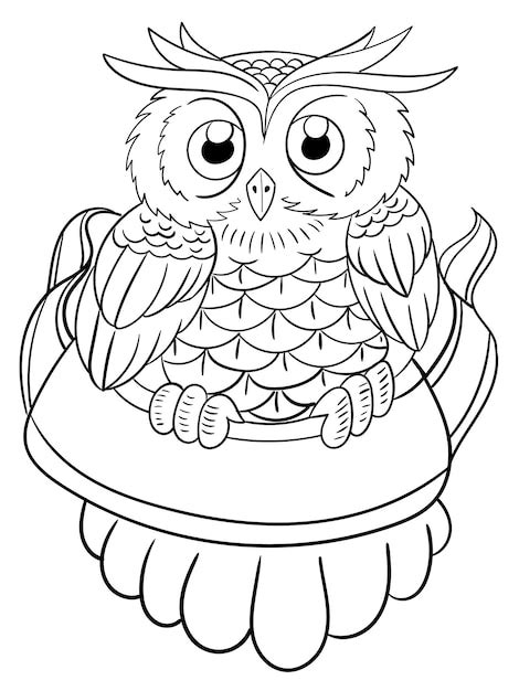 Contour De Hibou Mignon Pour Livre De Coloriage Vecteur Premium