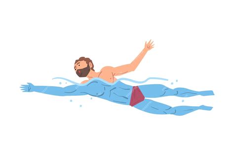 Premium Vector Bearded Man Swim In Swimming Pool Person In Swimwear