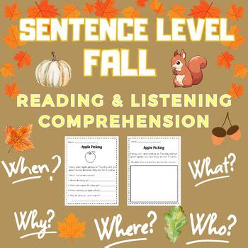 Fall Sentence Level Reading And Listening Comprehension With Wh Questions