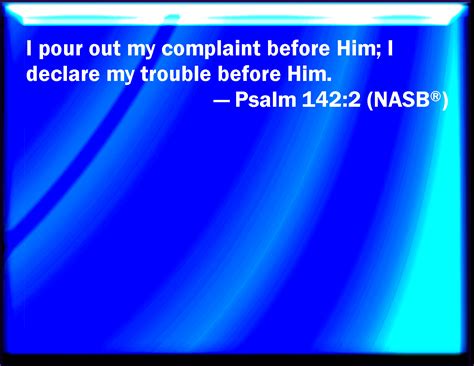 Psalm 142 2 I Poured Out My Complaint Before Him I Showed Before Him