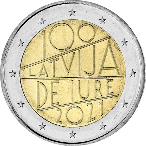 2 Euro Gedenkmünze Lettland 2021 bfr 100 Jahre Anerkennung