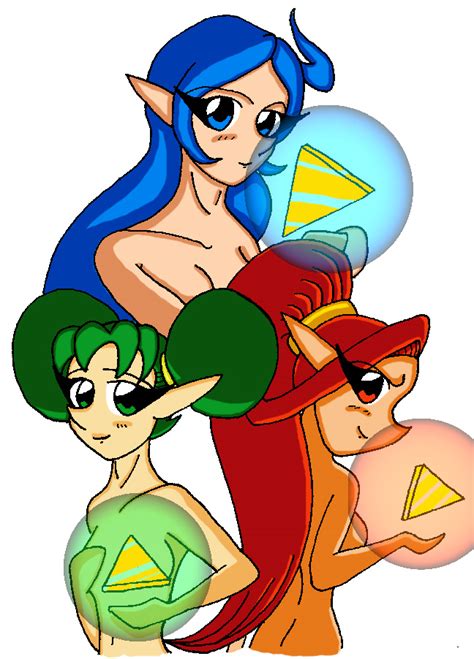 Rule 34 Blue Hair Din Farore Nayru Nintendo Oracle Of Ages Oracle Of Seasons Straight Hair The