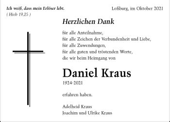 Traueranzeigen von Daniel Kraus Schwarzwälder Bote Trauer