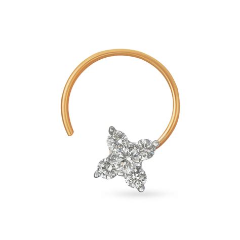 Sublime Floral Gold And Diamond Nose Pin