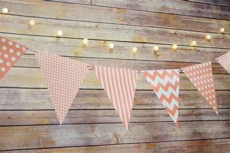 BLOWOUT Roseate Pink Coral Mix Pattern Triangle Flag Pennant Banner