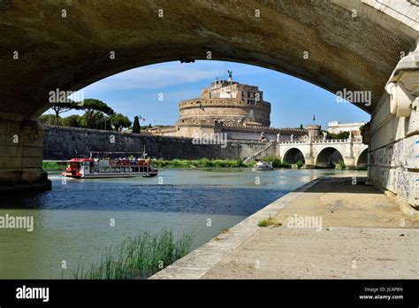 Looking From Under Ponte Vittorio Emanuele Ii Bridge To Castel Sant