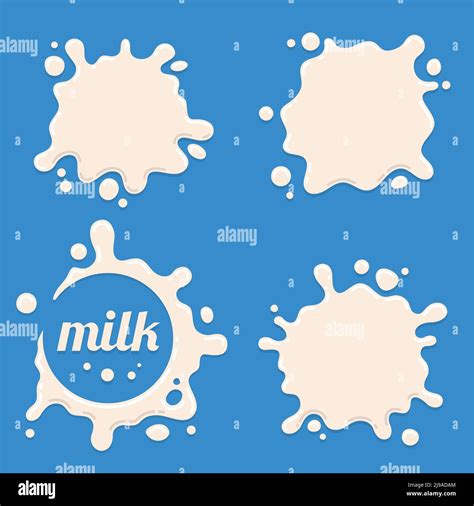 Milk Yogurt Or Cream Splash Blot Vector Set Drink Element Splashing Template Illustration