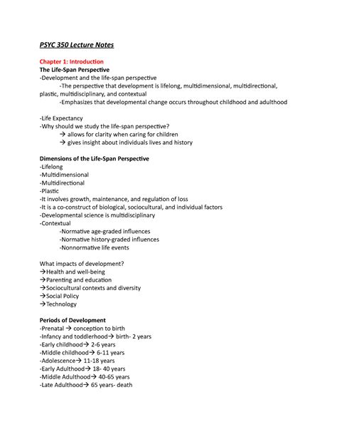 PSYC 350 Lecture Notes PSYC 350 Lecture Notes Chapter 1 Introduction