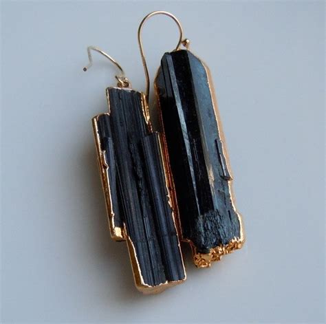 Black Tourmaline Earrings With Gold Via Etsy Tourmaline Earrings