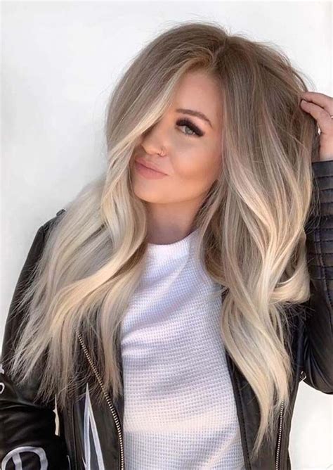 Long Silver And Blonde Ombre Hair Colors Popular Hair Color Hair Color Balayage Ombre Hair Color